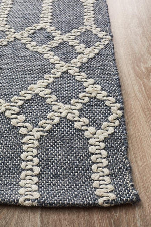 Ramo Tribal Trellis Rug Rustic Blue