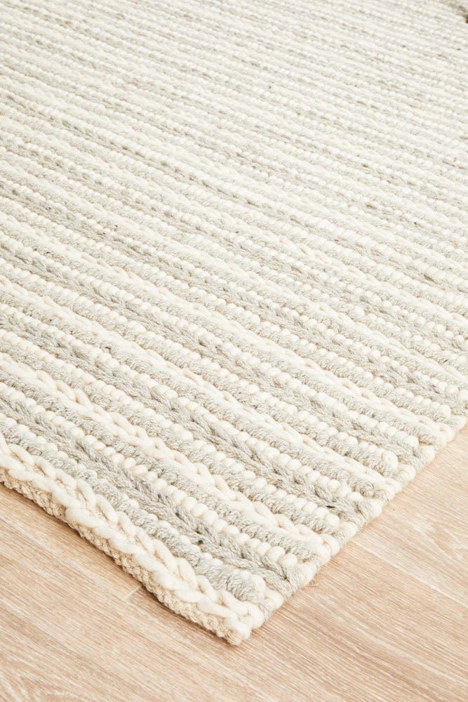 Navia Flat Weave Grey Wool Rug