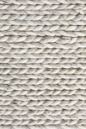 Leka Woven Wool Rug Grey White