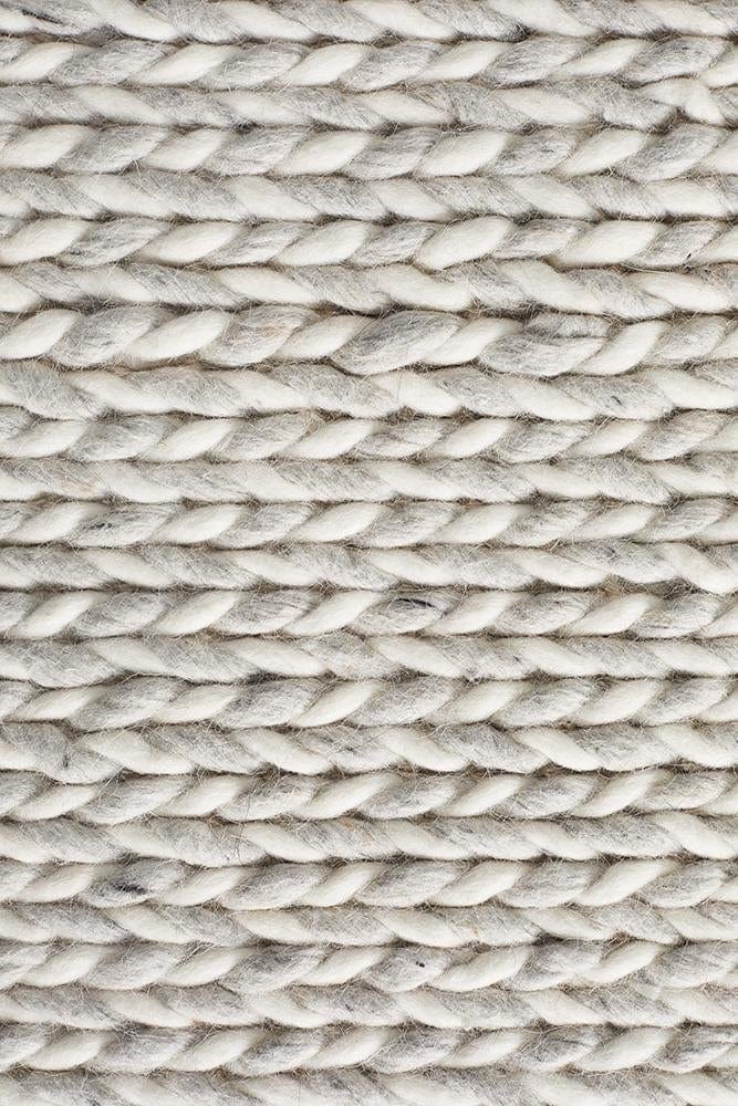 Leka Woven Wool Rug Grey White
